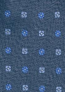 Cravatta in seta con motivo floreale in denim blu