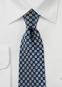 Cravatta blu navy con motivo floreale