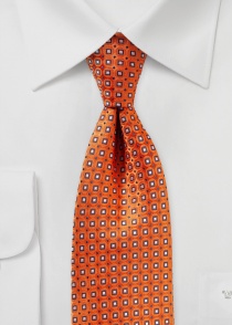 Cravatta quadrata con decoro rame-arancio
