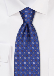 Cravatta in seta a motivo floreale blu a coste