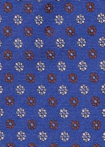 Cravatta in seta a motivo floreale blu a coste