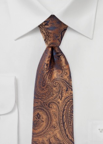 Cravatta sciolta con motivo paisley marrone medio