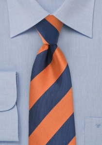 Cravatta righe larghe arancio rame blu