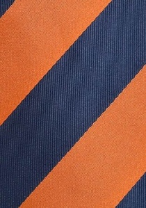 Herrenkrawatte Streifendessin breit kupfer-orange marineblau