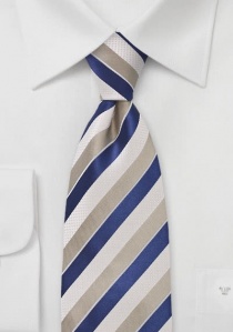 Cravatta righe bianco blu sabbia