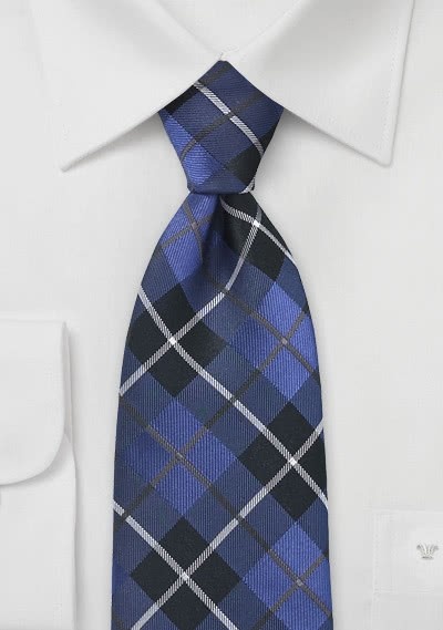 Cravatta quadri blu regale