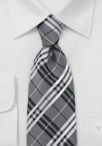 Cravatta quadri grigio bianco nero