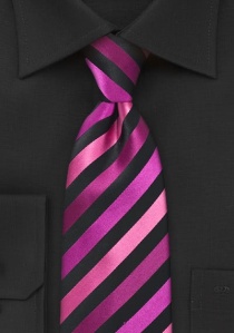 Cravatta righe magenta nera