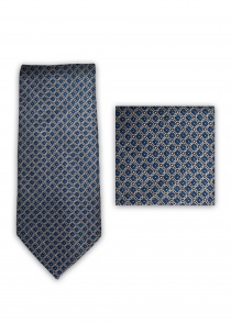 Set di cravatte con decorazione a reticolo blu