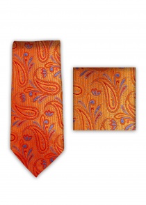 Cravatta business in tessuto arancione con motivo