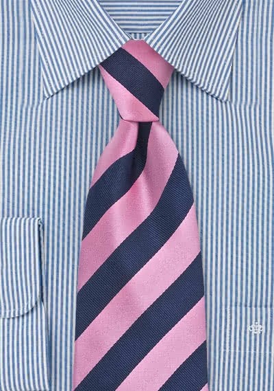 Herrenkrawatte XXL pink dunkelblau Streifendessin Herrenkrawatte XXL pink dunkelblau Streifendessin