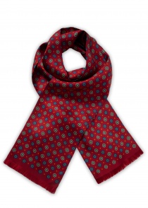Sciarpa di seta con ornamenti (rosso/blu-beige)