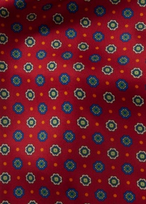 Sciarpa di seta con ornamenti (rosso/blu-beige)