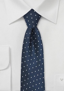Cravatta stretta blu pois