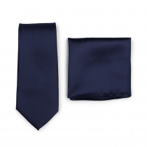 Set di cravatte: cravatta blu scuro con fazzoletto