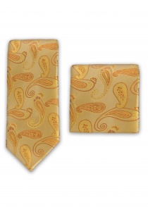Set di cravatte con motivo paisley oro arancio