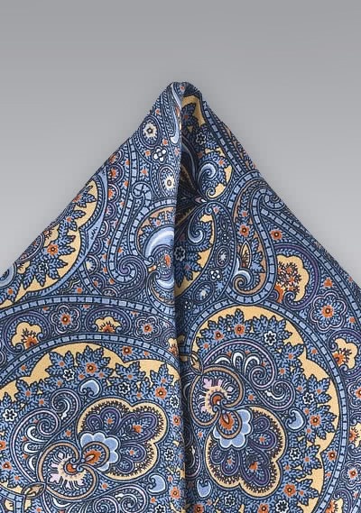 Einstecktuch außergewöhnliches Paisley-Motiv gelb Einstecktuch außergewöhnliches Paisley-Motiv gelb