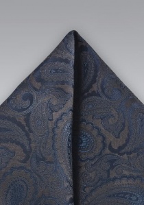 Kavaliertuch Paisley-Muster italienische Seide dunkelblau mokkabraun