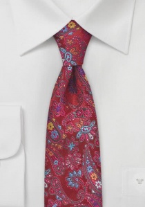 Cravatta stretta fiori rosso
