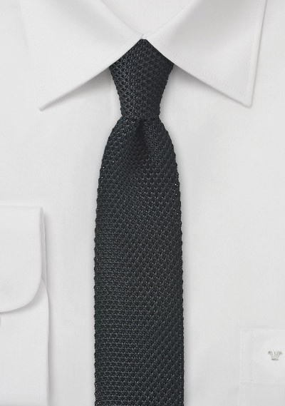 Seiden-Krawatte gestrickt schwarz Seiden-Krawatte gestrickt schwarz