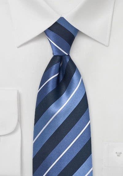 Krawatte XXL Streifendesign navy hellblau Krawatte XXL Streifendesign navy hellblau