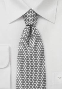Cravatta quadretti argento bianco
