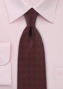 Cravatta da uomo con motivo floreale rosso vino