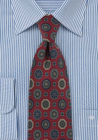 Krawatte Emblem-Pattern bordeaux Krawatte Emblem-Pattern bordeaux