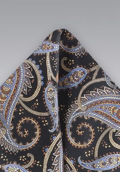 Einstecktuch Paisley-Muster tiefschwarz Einstecktuch Paisley-Muster tiefschwarz