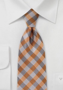 Cravatta arancione argento quadri