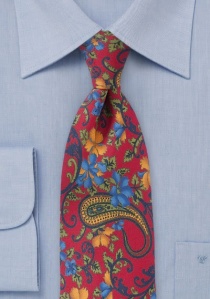 Cravatta business con motivo floreale rosso