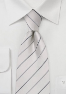 Cravatta in seta bianca a righe XXL