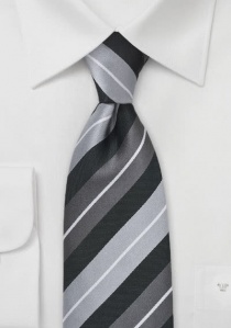 Cravatta XXL righe argento nero