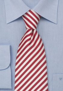 Cravatta bianca righe rosso ciliegia