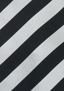 Cravatta a clip a righe in nero e argento
