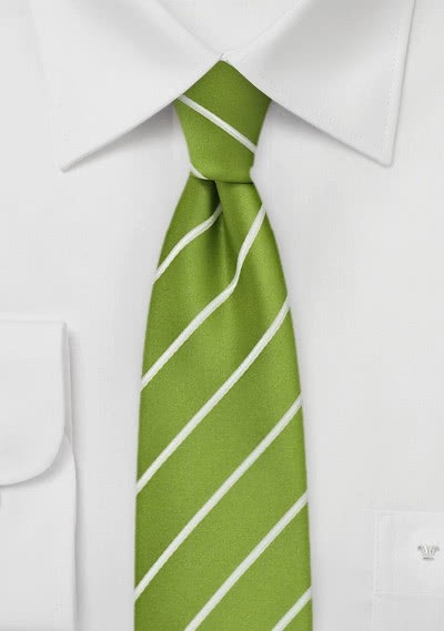 Schmale Krawatte Streifen weiß apfelgrün