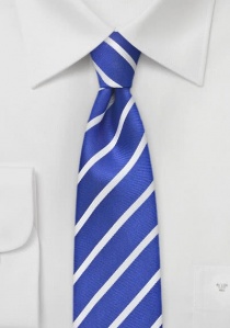 Cravatta a righe strette blu reale bianco neve
