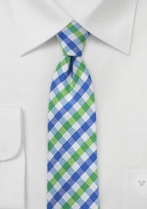 Cravatta quadri blu verde