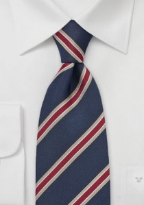 Cravatta con clip Cambridge in blu navy, rosso e