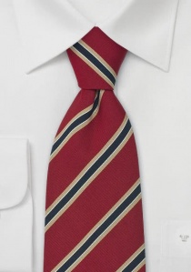 Cravatta Cambridge con clip in rosso, blu navy/oro