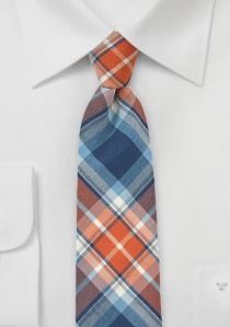 Cravatta in cotone a quadri color rame