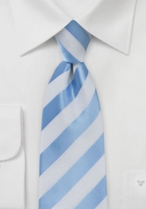 Clip cravatta a righe blu cielo perla bianco