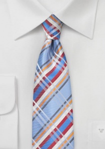 Cravatta stretta design moderno glencheck blu