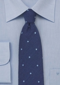 Cravatta in lana a pois blu