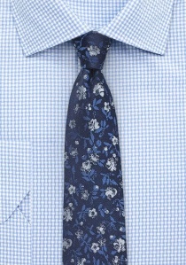 Cravatta sottile floreale blu