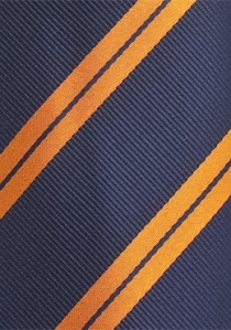 Cravatta blu linea arancione