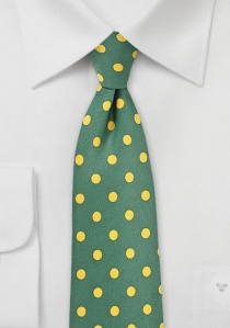 Cravatta a pois grossolani verde pino giallo oro