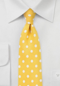 Cravatta a pois grossolani giallo oro bianco perla
