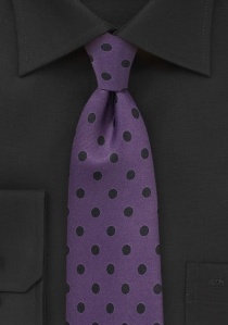 Cravatta grossolana a pois viola inchiostro nero