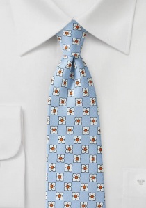 Cravatta con grandi motivi floreali blu chiaro